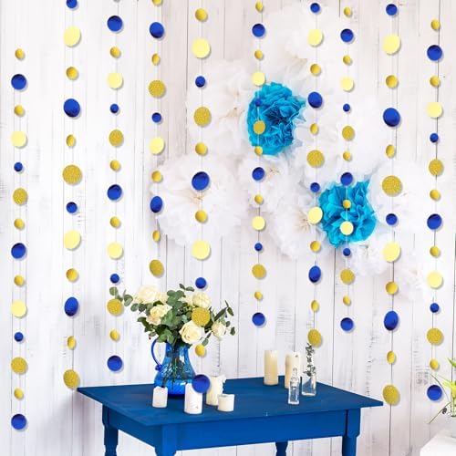 Outus 10 Pieces Blue,Gold Round Dots Garland Party Hanging Decor - Image 5