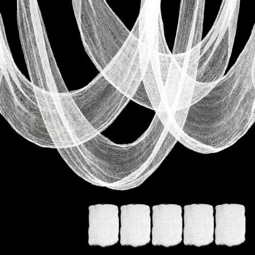 Cyantor 5Pcs Halloween Creepy Cloth White 30×72inch, Creepy Fabric Halloween for Haunted House Supplies, Party Outdoor, Indoor by Cyantor