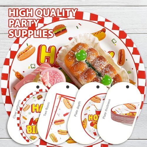 Grencian 96Pcs Hot Dog Birthday Party Supplies Serves 24 - Image 5