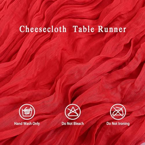 8 Pack Red Cheesecloth Table Runner 17x108 inch Boho Gauze Cheese Cloth Table Runners for Wedding Party Baby Bridal Shower Home Decor - Image 4