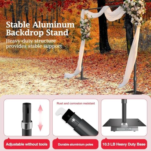 EMART 12x10ft Heavy Duty Backdrop Stand Frame with Adjustable Pipe，Black - Image 5