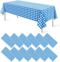 12 Pack Blue and White Plastic Checkered Tablecloth, Premium Decorative Disposable Blue Gingham Plaid Table Cloths for Parties, Rectangle Party Table Cover for Picnic Farm Birthday Wedding, 54x108Inch by RAGNHILD