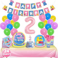 2nd Birthday Decorations for Girl Boys Two Year Old, Party Supplies for 24 by Fufuddz