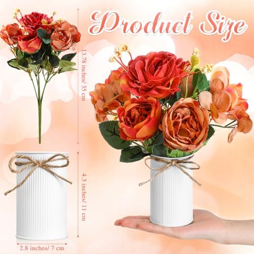 Wavwavw 6 Sets Fall Flowers Table Centerpieces Artificial Peonies with Vase - Image 4