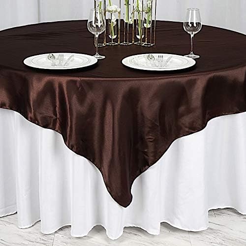 10 pcs 72x72 inch Chocolate Brown Square Tablecloth Satin Fabric Overlays Linens | Table Cloths Cover for Wedding Party Banquet Reception Events Decoration Kitchen Dining Events Kitchen Dining - Image 3