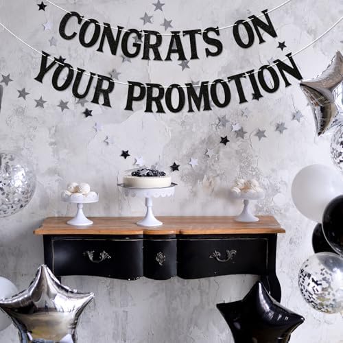 Congrats on Your Promotion Banner - Look at You Getting Promoted Party Decorations, Job Promotion Decor, Congratulations Decoration Supplies, So Proud of You Black - Image 5