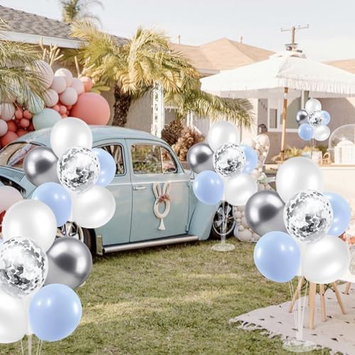 ZJDHPTY 4Set Light Blue Silver Balloon Stand Table Centerpieces Party Decor - Image 6