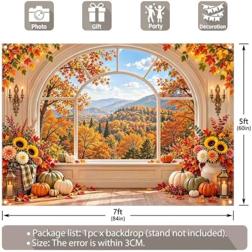 7x5ft Fabric Fall Window Scenery Backdrop Forest Photography - Image 4