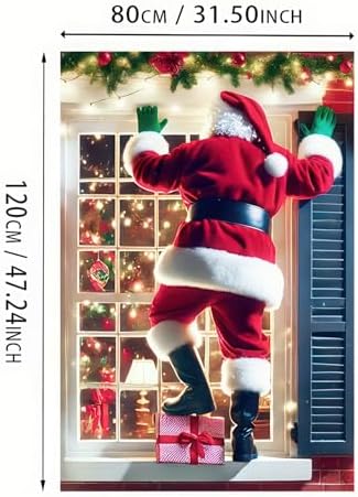 BlissYard Santa Claus Climbing Christmas Window Banner 31x47 - Image 2