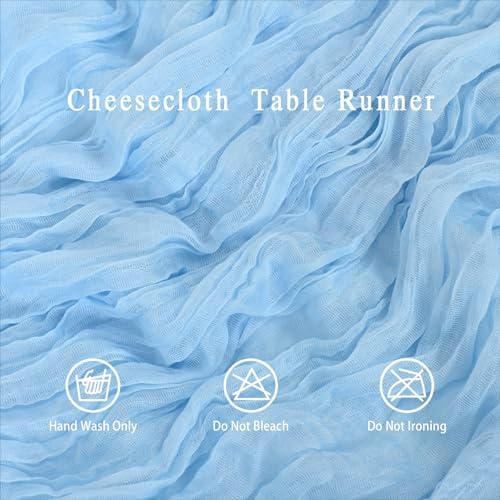 8 Pack LightBlue Cheesecloth Table Runner 17x108 inch Boho Gauze Cheese Cloth Table Runners for Wedding Party Baby Bridal Shower Home Decor - Image 4