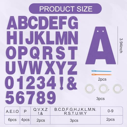 BEISHIDA 116 PCS A-Z DIY Letter Banner Kit Make Your Own Banner Including 111 Letters and Numbers 3 Rope and 2 Threading Device,Customized for Birthday Graduation Wedding Decor Matte Purple - Image 5