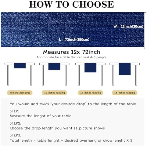 2 Packs 12 x 72 inches Sequin Table Runner, Navy Blue Glitter Table Runner for Birthday Party Supplies Wedding Engagement Baby Shower Holiday Celebration Event Decorations - Image 6