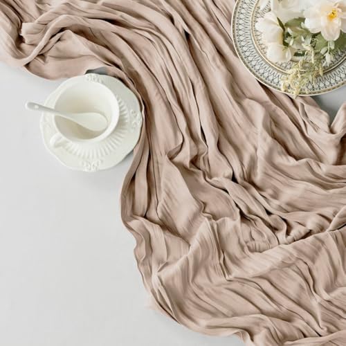 6 Pack Nude Cheesecloth Table Runner 35"×120" Gauze Fabric Table Runner - Image 2
