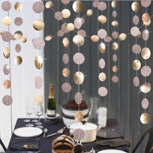 Decor365 Glitter Champagne Gold Party Decorations Gold Birthday Decorations Hanging Circle dot Gold Garlands Streamers Banner Backdrop Bridal Shower Bachelorette Graduation Holiday Party Decor - Image 6