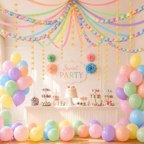 Booson Pastel Birthday Decorations Paper Chain Garland Set Strips Streamers - Image 5