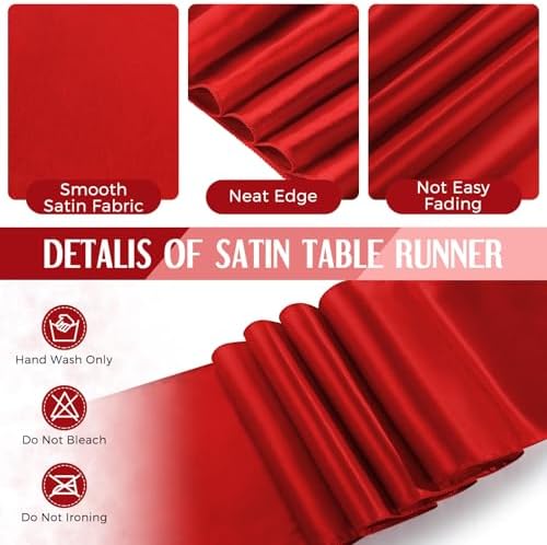Breling 8 Pack Black and Red Tablecloths and Satin Runners Set - Image 3