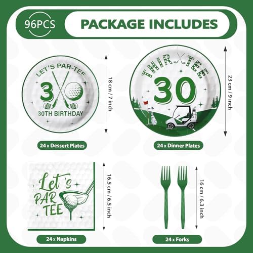 Grencian 96Pcs Golf 30th Birthday Party Decorations, Serve 24 - Image 3