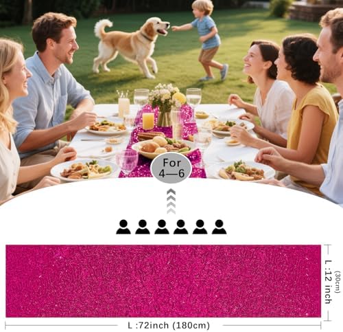 10 Packs 12 x 72 inches Fuchsia Sequin Table Runner - Image 4