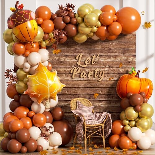 160Pcs Fall Balloons Garland Arch Kit - Orange Coffee Brown Gold White Sand Boho Latex Balloon for Autumn Birthday Hello Fall Little Pumpkin Baby Shower ThanksGiving Themed Party Decorations by Unknown