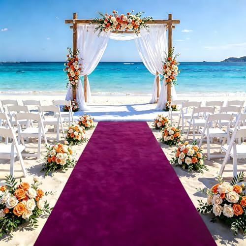 FUHSY Aisle Runners for Weddings Purple Aisle Runner 15FTx2FT Aisle Floor Runner Wedding Decorations Luxurious Velvet Fabric Carpet Runner Indoor and Ourtdoor Aisle Runner Carpet for Graduation Party - Image 3