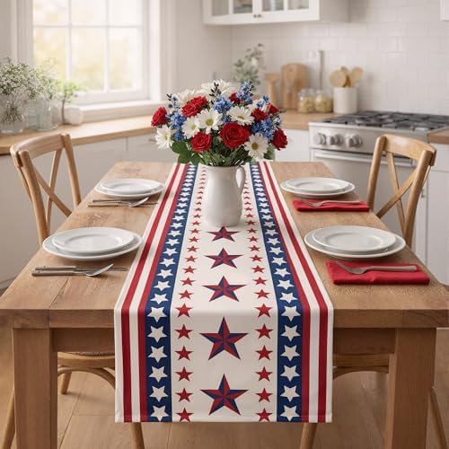 4th of July Decorations - Patriotic Table Runner for 250th Anniversary America Merchandise | Memorial Day Decorations - Fourth of July Decor Accessories for Indoor Outdoor Home Party Supplies - Image 3