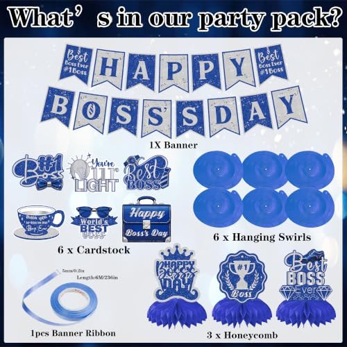 Boss Day Decorations, Happy Boss's Day Banner and Honeycomb Centerpieces - Image 2