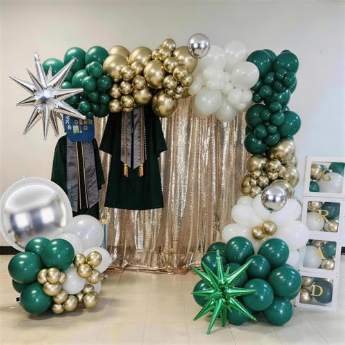 Green White Gold Balloons Arch Birthday Decor Graduation Party Anniversary - Image 6