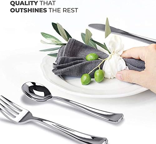 160 Pack Silver Plastic Cutlery Disposable Silverware - 80 Forks, 40 Knives, 40 Spoons - For Catering, Parties, Dinners, Weddings, and Everyday Use, Stock Your Home - Image 3