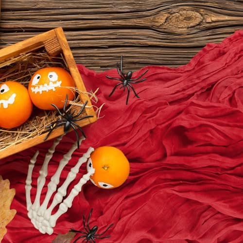 12 Pack Cheesecloth Table Runner 10Ft Christmas Gauze Boho Table Runners for Wedding Decor Bridal Shower Decorations Baby Shower Party(35" x 120")(Red) - Image 5