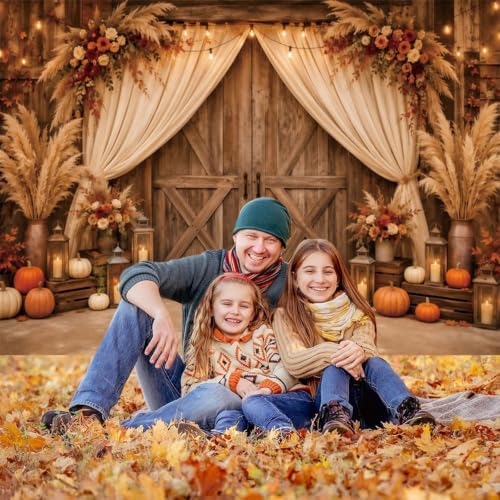 10x10ft Fall Photo Backdrop Barn Door Thanksgiving Backdrop for Photography - Image 2