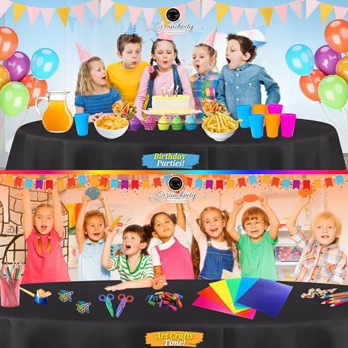 Grandipity Plastic Table Cloth Disposable 12 Pack 84" Round Dark Grey - Image 4