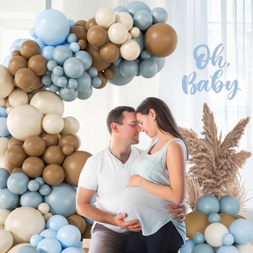 146pcs Dusty Blue and Brown Balloon Arch Kit with White Balloons - Image 4