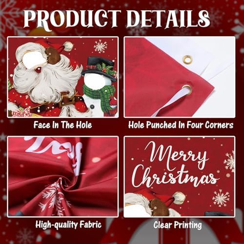 Lunmon 6x4 ft Christmas Photo Booth Door Cover Santa,Christmas Party - Image 3