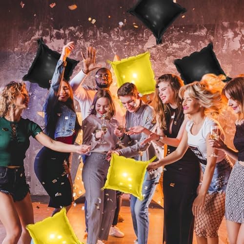 25PCS Gold Black Square Foil Balloons Wall Backdrop - Image 6
