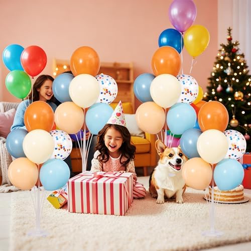 4 Sets Blue and Orange Balloons Stand Kit for Table - Image 3