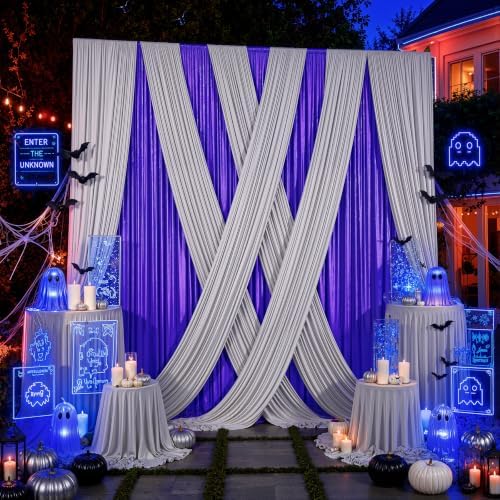 50x12 ft Silver Backdrop Curtains for Weddings Parties, Birthdays - Image 5