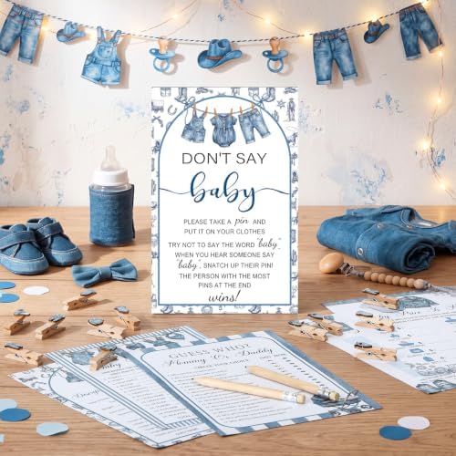 Patelai 321 Pcs Baby Shower Games Supplies, Blue Jean - Image 2