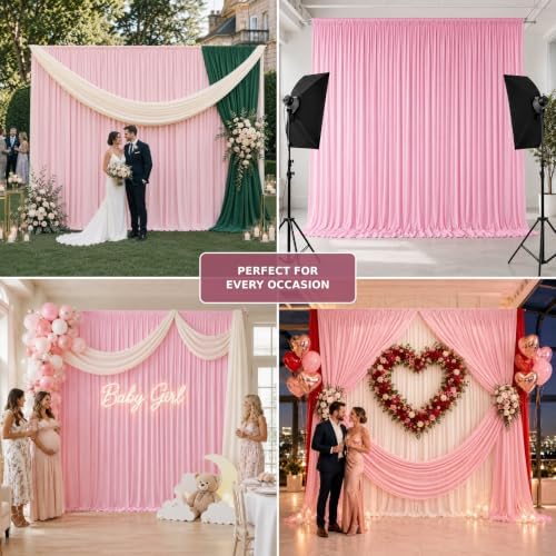 10x10 FT Pink Backdrop Curtains for Weddings, Parties and Photo Booths - Image 6