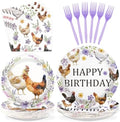 96 Pcs Chicken Themed Birthday Party Decorations, Serves 24 by Greencian
