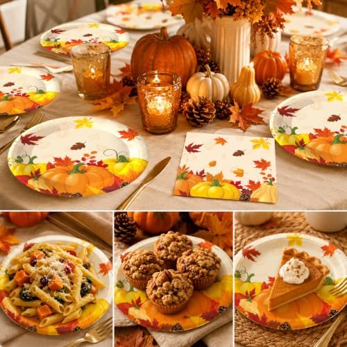 50PCS Fall Paper Plates and Napkins, 7inch Thanksgiving Party Decorations - Image 6