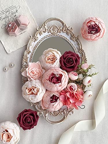 FACINOC Peonies Artificial Flowers Pink Bouquet Box Set Fake Peony Bulk - Image 5