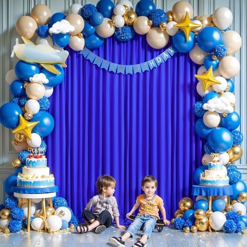 16x10FT Royal Blue Backdrop Curtains for Wedding Parties, Wrinkle Free Polyester Photography Backdrop Drapes for Wedding Baby Shower Birthday Parties Stage Background Stand Decorations 4x10ft,4 Panels - Image 3