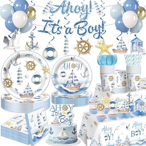 Xynic Ahoy Its a Boy Baby Shower Decorations Set,Serves 25 Guests by Unknown