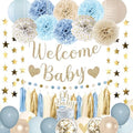 Amandir Dusty Blue Baby Shower Decorations for Boy Welcome Baby Banner by Amandir