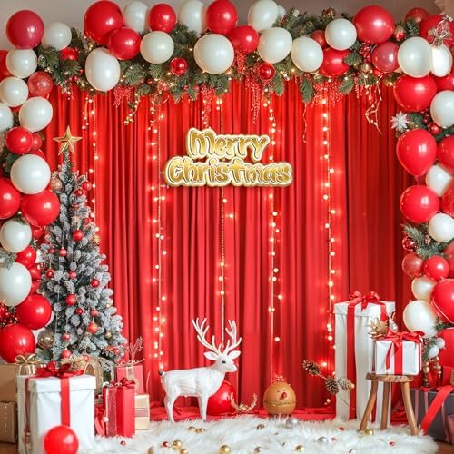 20x10FT Red Backdrop Curtains with Lights for Parties,Wrinkle Free Wedding Photo Backdrop Curtains for Valentines Baby Shower Birthday Ceremony Reception Home Party Decorations-5ft x 10ft,4 Panels - Image 6