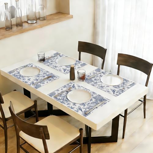 Hydrangea Flower Branches Chinoiserie Spring Placemats Set of 4 Party Decor - Image 6