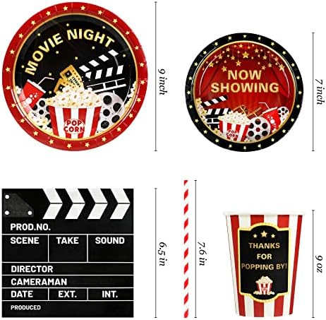 Recheel Movie Night Supplies Plates Set, Movie Themed Party Decorations - Image 2