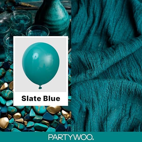 PartyWoo Slate Blue Balloons 140pcs Dusty Blue Boho Neutral Different Sizes - Image 2