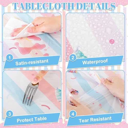 NatNarr 3 Pack Ice Cream Tablecloths, Ice Cream Party Decorations - Image 4
