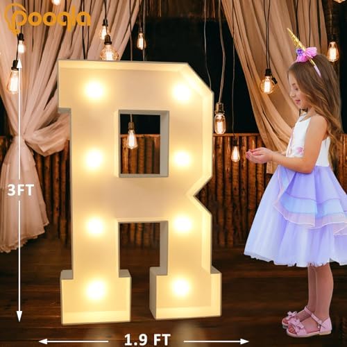Pooqla 3 FT Marquee Letters, Light Up Letter R, Cool White and Warm White - Image 5